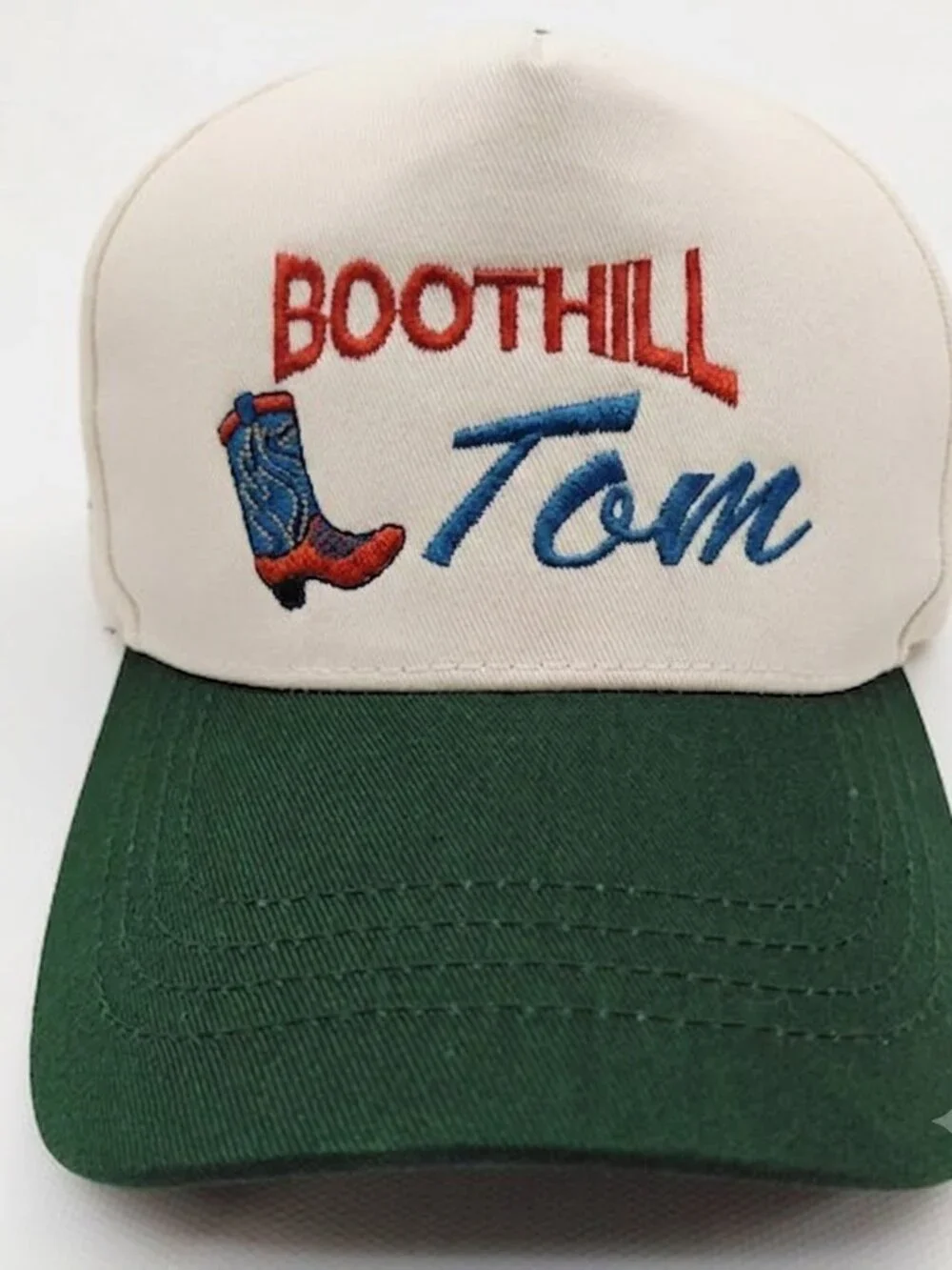 Retro Boothill Tom Cowboy Boot Embroidered Hat Forest Green Cream Western USA
